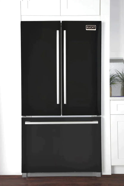 Kucht 36-Inch 26.1 Cu. Ft. French Door Refrigerator with Interior Ice Maker in Black (K748FDS-K)