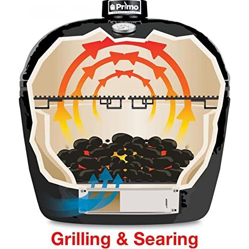 Primo Oval Ceramic Kamado Grill with Stainless Steel Grates - PGCXLH