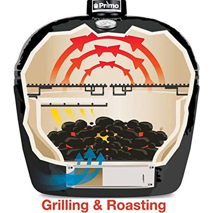 Primo Oval Ceramic Kamado Grill with Stainless Steel Grates - PGCXLH