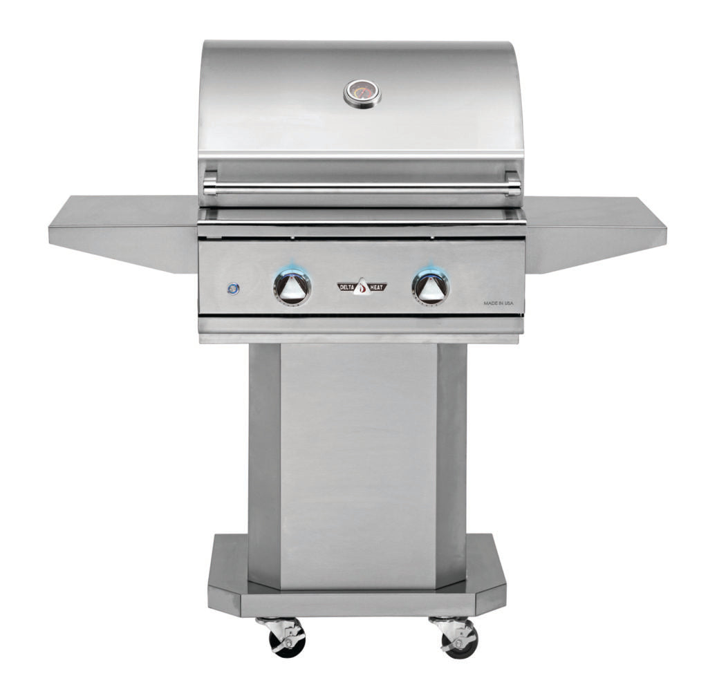 Delta Heat 26 Inch Gas Grill with Interior Lights on Pedestal