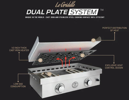 Le Griddle Dual Burner Griddle w/ Cart Propane Gas GFE75 LP CK