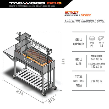 Tagwood BBQ Argentine Santa Maria Wood Fire & Charcoal Grill | BBQ03SS