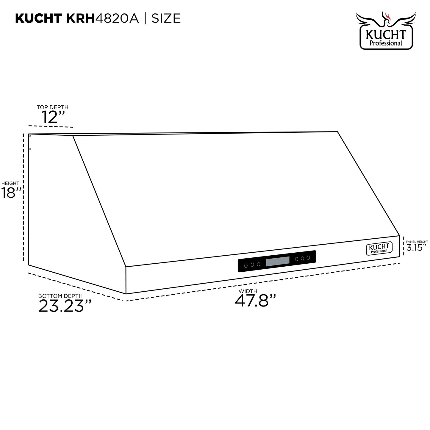 Kucht 4-Piece Appliance Package - 48-Inch Dual Fuel Range, Refrigerator, Under Cabinet Hood, & Dishwasher in Stainless Steel