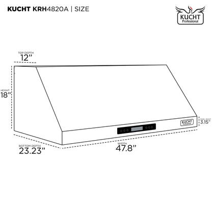 Kucht 4-Piece Appliance Package - 48-Inch Dual Fuel Range, Refrigerator, Under Cabinet Hood, & Dishwasher in Stainless Steel