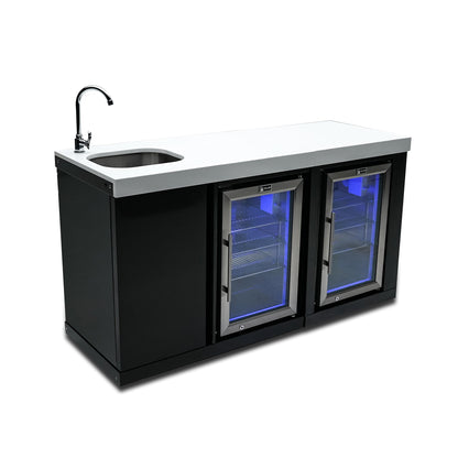 Stand Alone Sink, Fridge, and Kegerator Stainless Steel Outdoor Beverage Center - MA-BEVBSSFC by Mont Alpi