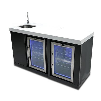 Stand Alone Sink, Fridge, and Kegerator Stainless Steel Outdoor Beverage Center - MA-BEVBSSFC by Mont Alpi