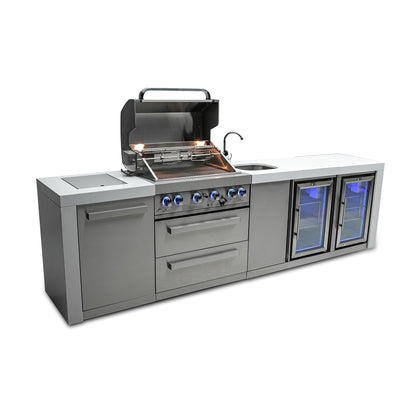 Deluxe 4-Burner with Beverage Center, Refrigerator Cabinet, and Side Burner Stainless Steel Propane Gas BBQ Island Grill - MAi400-DBEVFC by Mont Alpi