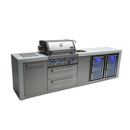 Deluxe 4-Burner with Beverage Center, Refrigerator Cabinet, and Side Burner Stainless Steel Propane Gas BBQ Island Grill - MAi400-DBEVFC by Mont Alpi