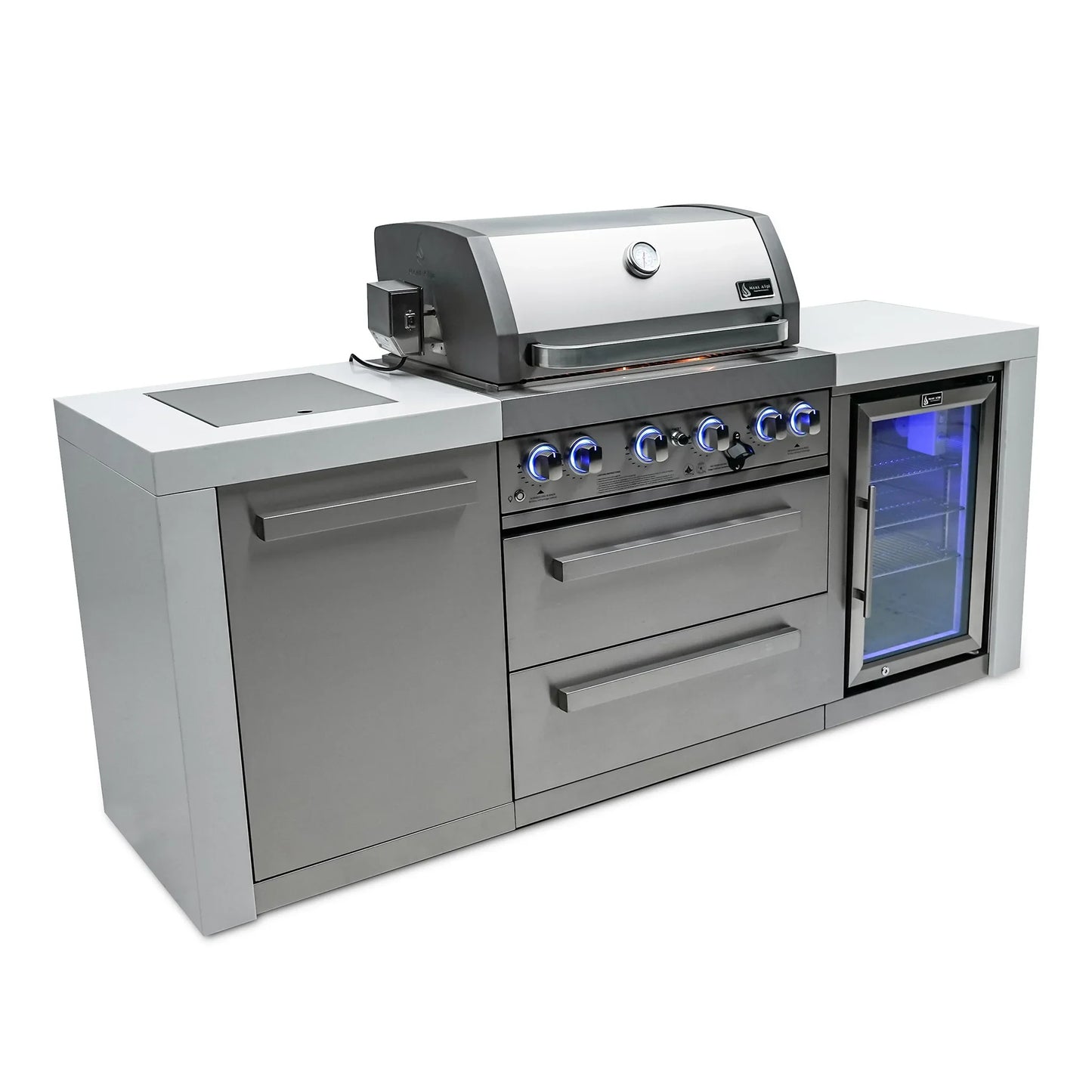 Deluxe 4-Burner with Refrigerator Cabinet Stainless Steel Propane Gas BBQ Island Grill - MAi400-DFC by Mont Alpi