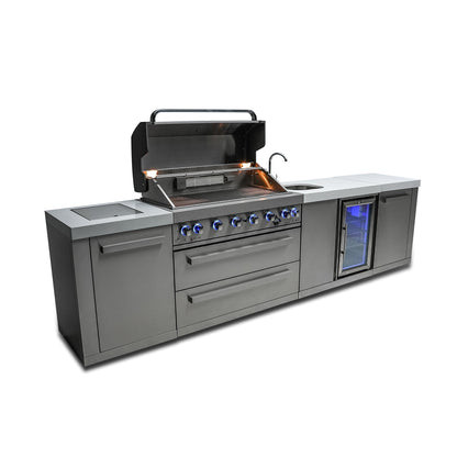 6-Burner with Beverage Center and Side Burner Stainless Steel Natural Gas BBQ Island Grill - MAi805-BEV by Mont Alpi