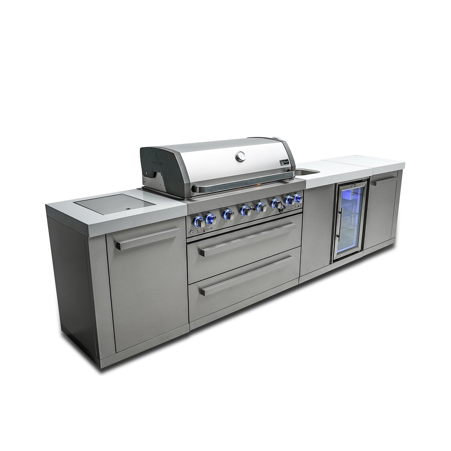 6-Burner with Beverage Center and Side Burner Stainless Steel Natural Gas BBQ Island Grill - MAi805-BEV by Mont Alpi