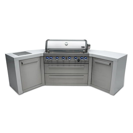 Deluxe 6-Burner 45 Degree Corners with Cabinet and Side Burner Stainless Steel Propane Gas BBQ Island Grill - MAi805-D45 by Mont Alpi