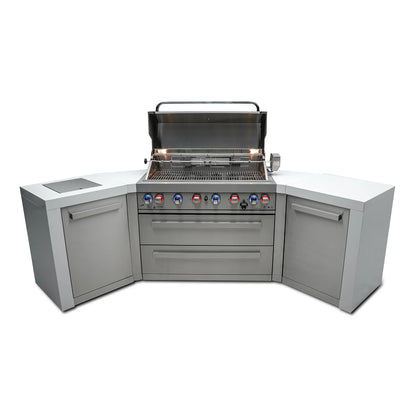 Deluxe 6-Burner 45 Degree Corners with Cabinet and Side Burner Stainless Steel Propane Gas BBQ Island Grill - MAi805-D45 by Mont Alpi