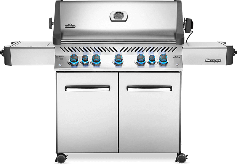 Napoleon Prestige 665 Freestanding Gas Grill with Infrared Rear Burner and Infrared Side Burner and Rotisserie Kit