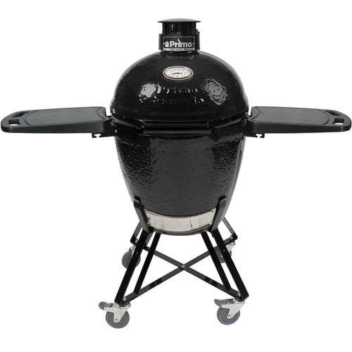 Primo All-In-One Round Ceramic Kamado Grill With Cradle & Side Shelves - PGCRC