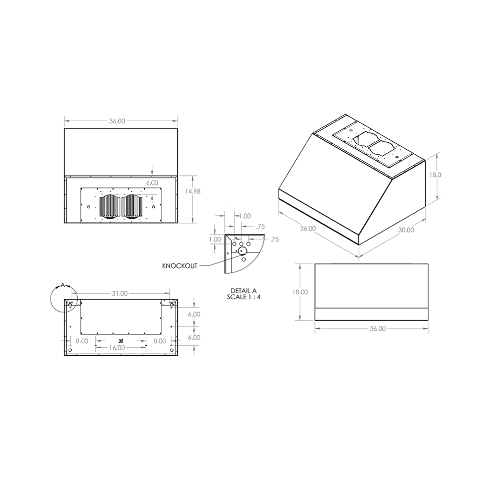 RCS 36" Vent Hood w/ 1200 CFM RVH36