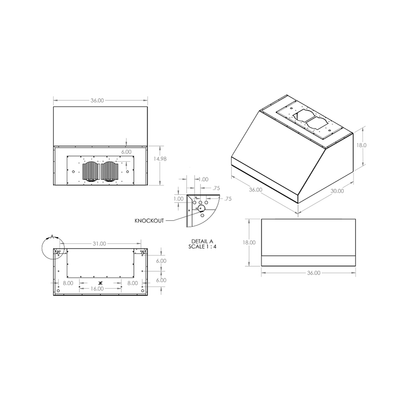 RCS 48" Vent Hood w/ 1200 CFM Blowers RVH48