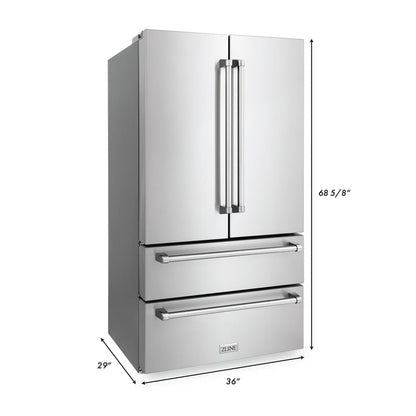 ZLINE 36 in. Counter Depth Refrigerator Shadow Stainless Steel Built-In French Door - RFM-36