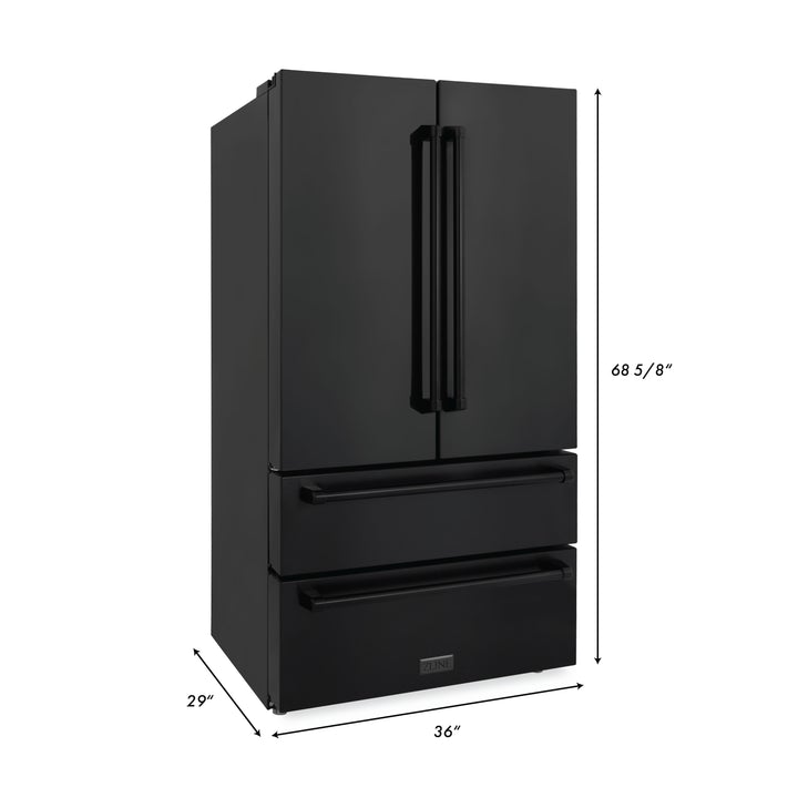 ZLINE 36 in. Counter Depth Refrigerator Shadow Stainless Steel Built-In French Door - RFM-36