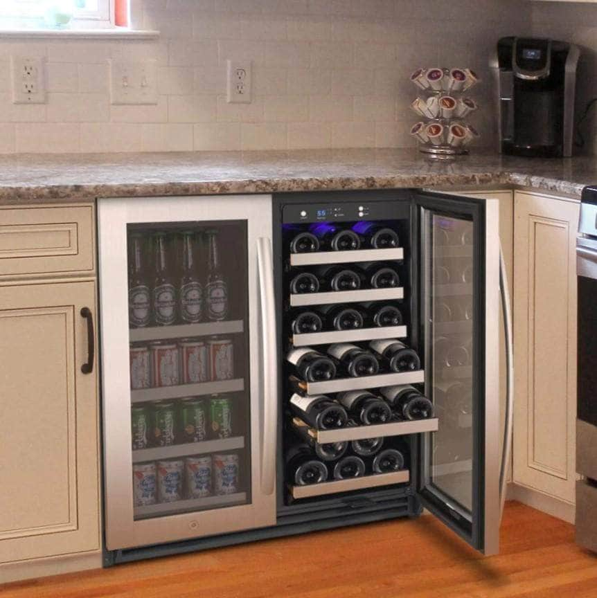 Allavino 30" Wide FlexCount II Tru-Vino 30 Bottle/88 Can Dual Zone Stainless Steel Built-In Wine Refrigerator/Beverage Center (VSWB30-2SF20)