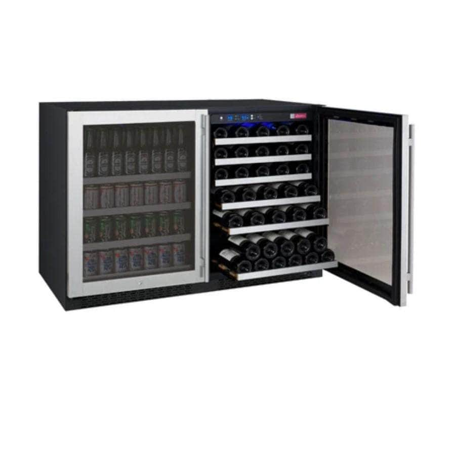 Allavino 47" Wide FlexCount II Series 56 Bottle/154 Can Dual Zone Stainless Steel Side-by-Side Wine Refrigerator/Beverage Center (3Z-VSWB24-2S20)