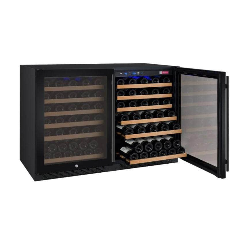 Allavino 47" Wide FlexCount II Tru-Vino 112 Bottle Dual Zone Black Side-by-Side Wine Refrigerator (2X-VSWR56-1B20)