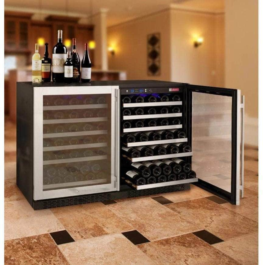 Allavino 47" Wide FlexCount II Tru-Vino 112 Bottle Dual-Zone Stainless Steel Side-by-Side Wine Refrigerator (2X-VSWR56-1S20)