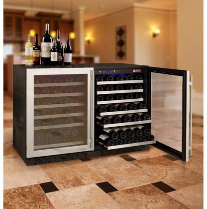 Allavino 47" Wide FlexCount II Tru-Vino 112 Bottle Dual-Zone Stainless Steel Side-by-Side Wine Refrigerator (2X-VSWR56-1S20)