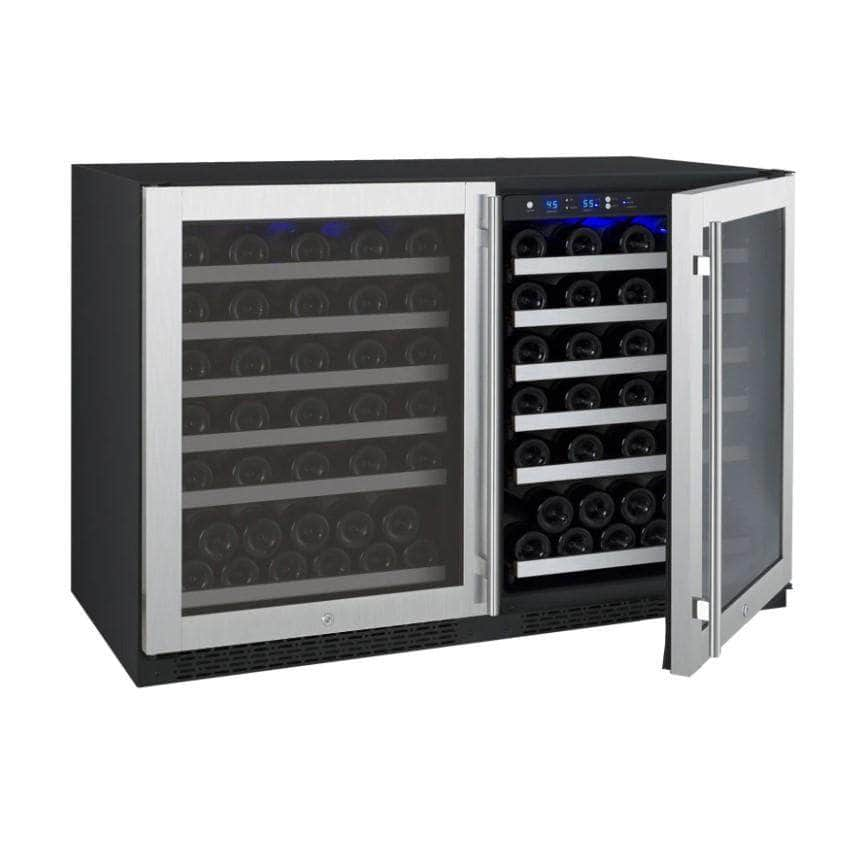 Allavino 47" Wide FlexCount II Tru-Vino 112 Bottle Dual-Zone Stainless Steel Side-by-Side Wine Refrigerator (2X-VSWR56-1S20)