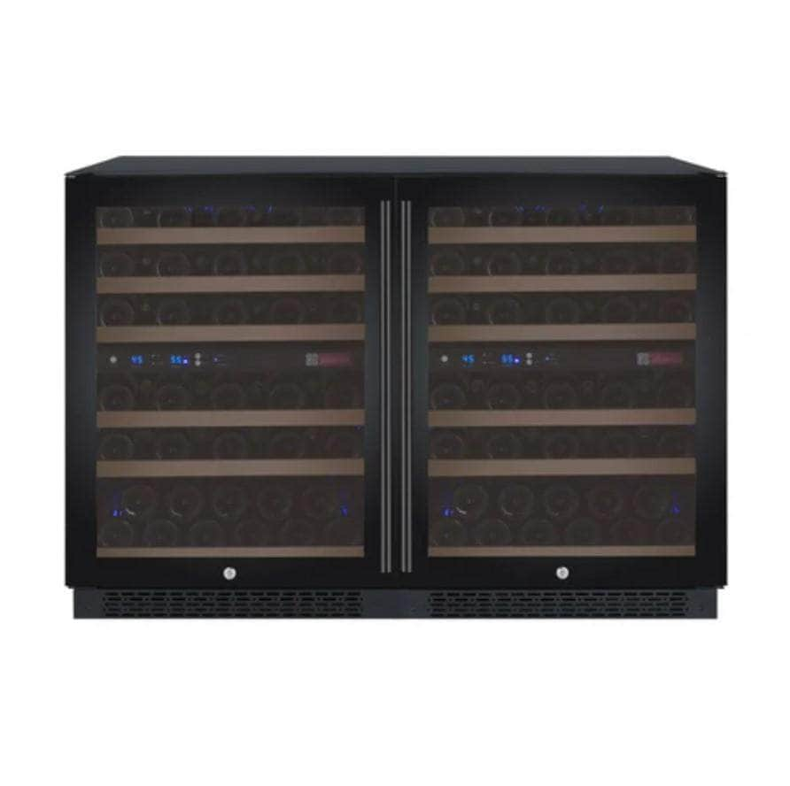 Allavino 47" Wide FlexCount II Tru-Vino 112 Bottle Four Zone Black Side-by-Side Wine Refrigerator (2X-VSWR56-2B20)