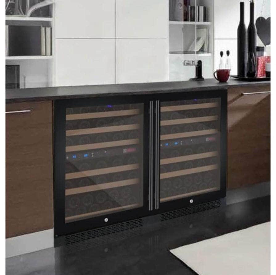 Allavino 47" Wide FlexCount II Tru-Vino 112 Bottle Four Zone Black Side-by-Side Wine Refrigerator (2X-VSWR56-2B20)