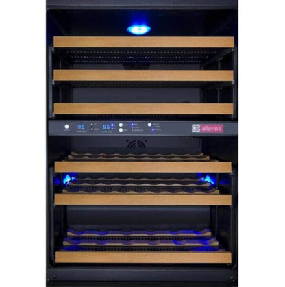 Allavino 47" Wide FlexCount II Tru-Vino 112 Bottle Four Zone Black Side-by-Side Wine Refrigerator (2X-VSWR56-2B20)