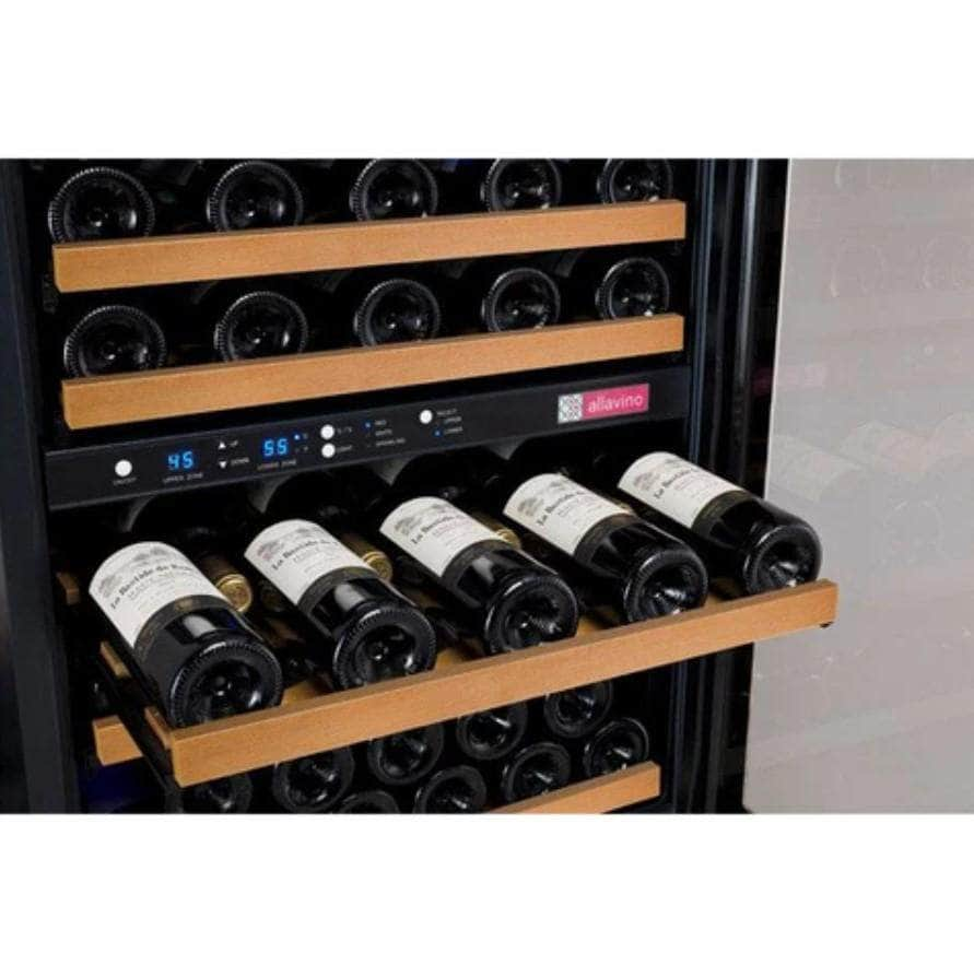 Allavino 47" Wide FlexCount II Tru-Vino 112 Bottle Three Zone Black Side-by-Side Wine Refrigerator (3Z-VSWR5656-B20)