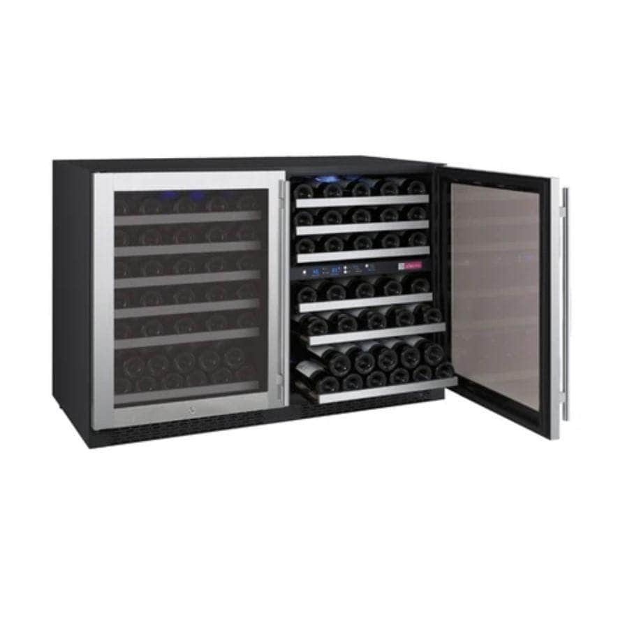 Allavino 47" Wide FlexCount II Tru-Vino 112 Bottle Three Zone Stainless Steel Side-by-Side Wine Refrigerator (3Z-VSWR5656-S20)