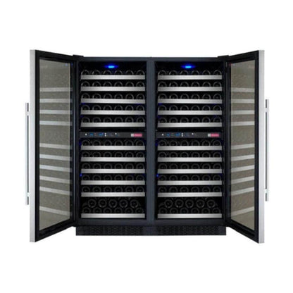 Allavino 47" Wide FlexCount II Tru-Vino 242 Bottle Four Zone Stainless Steel Side-by-Side Wine Refrigerator (2X-VSWR121-2S20)