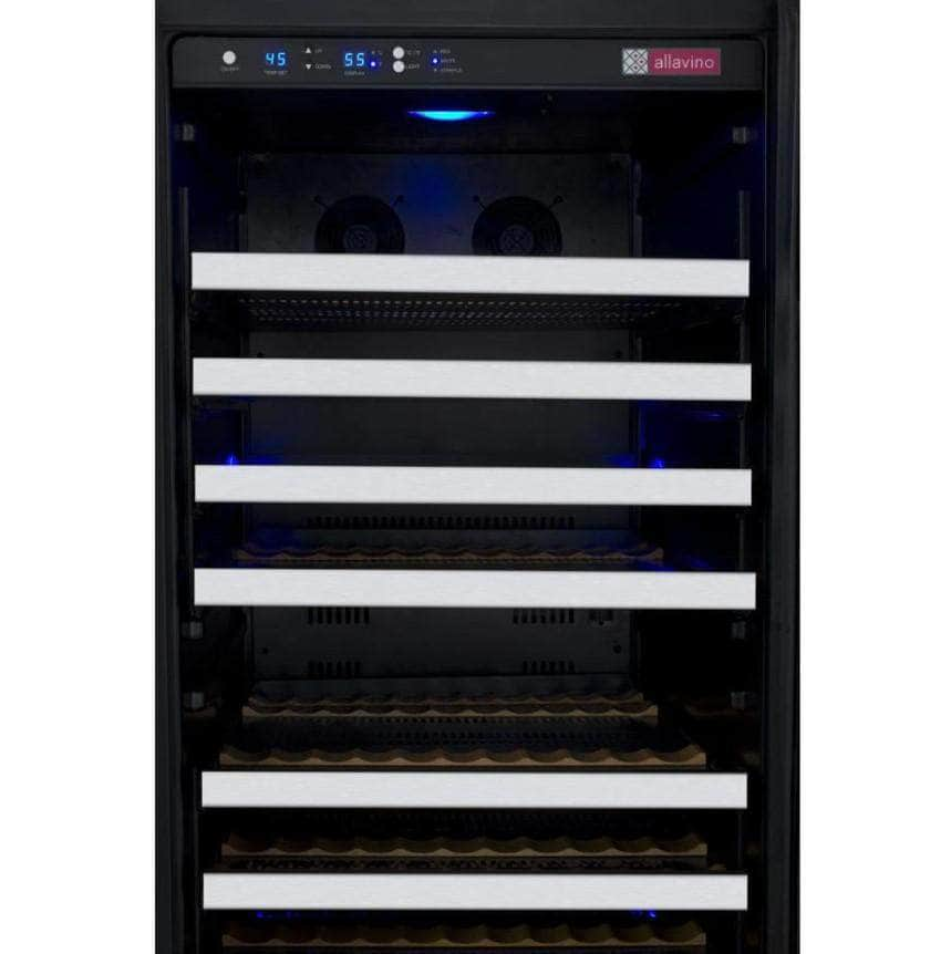 Allavino 47" Wide FlexCount II Tru-Vino 256 Bottle Dual Zone Stainless Steel Side-by-Side Wine Refrigerator (2X-VSWR128-1S20)