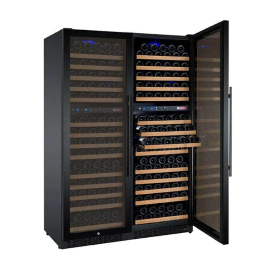 Allavino 47" Wide FlexCount II Tru-Vino 344 Bottle Four Zone Black Side-by-Side Wine Refrigerator (2X-VSWR172-2B20)