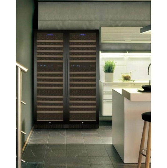 Allavino 47" Wide FlexCount II Tru-Vino 344 Bottle Four Zone Black Side-by-Side Wine Refrigerator (2X-VSWR172-2B20)