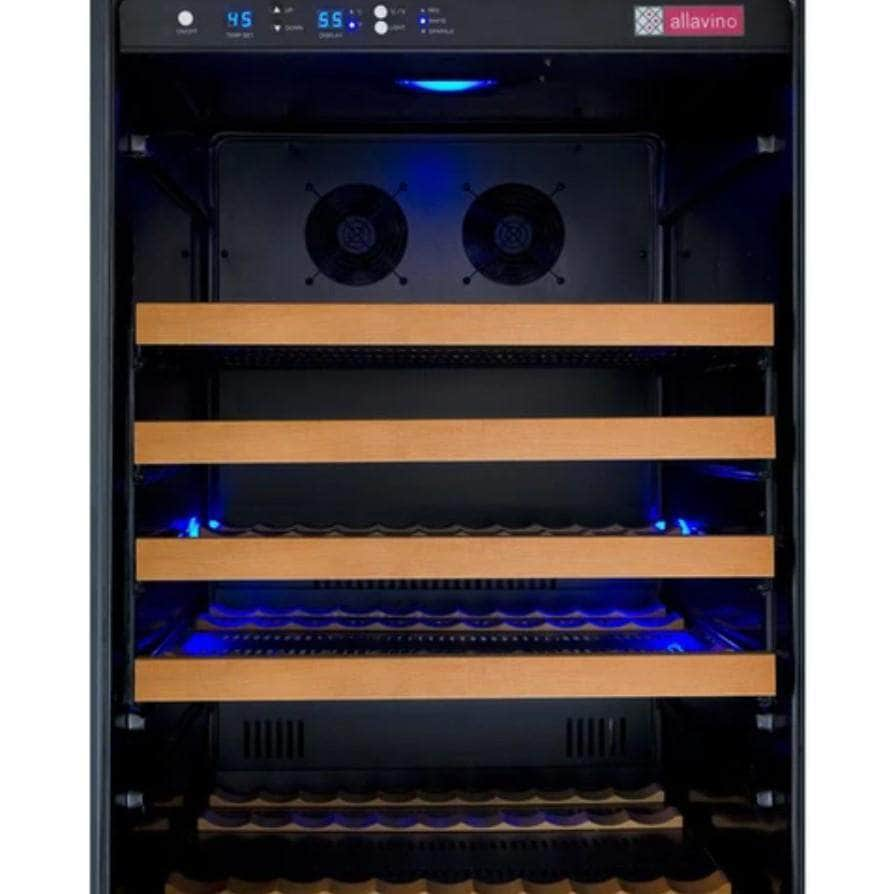 Allavino 47" Wide FlexCount II Tru-Vino 344 Bottle Four Zone Black Side-by-Side Wine Refrigerator (2X-VSWR172-2B20)