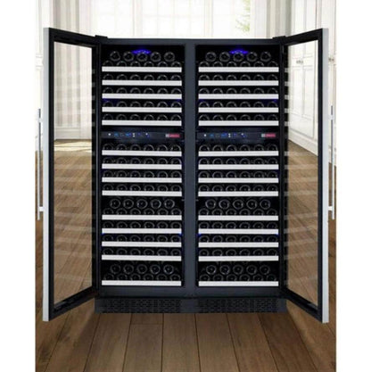 Allavino 47" Wide FlexCount II Tru-Vino 344 Bottle Four-Zone Stainless Steel Side-by-Side Wine Refrigerator (2X-VSWR172-2S20)