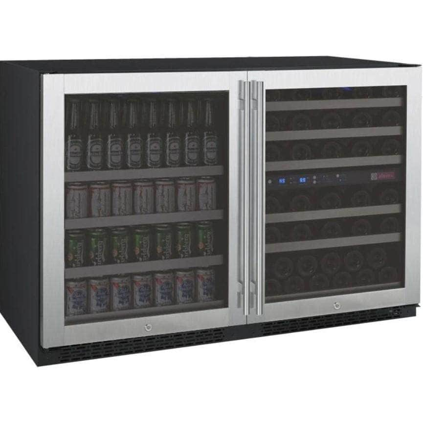 Allavino 47" Wide FlexCount II Tru-Vino 56 Bottle/124 Can Stainless Steel Side-by-Side Wine Refrigerator/Beverage Center (3Z-VSWB24-3S20)