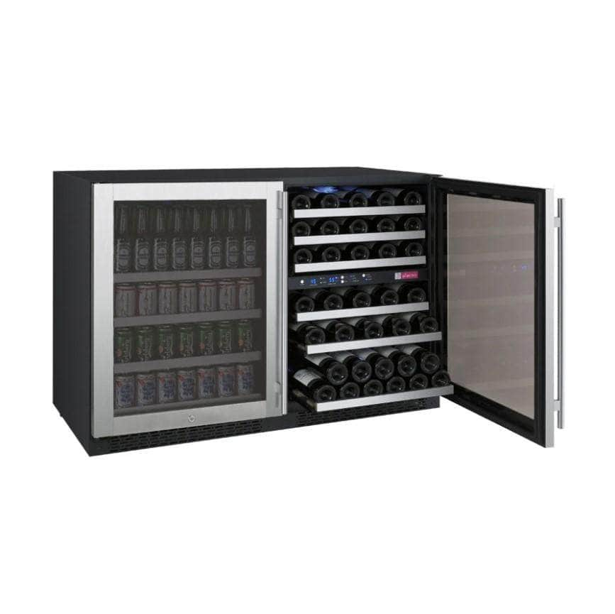 Allavino 47" Wide FlexCount II Tru-Vino 56 Bottle/124 Can Stainless Steel Side-by-Side Wine Refrigerator/Beverage Center (3Z-VSWB24-3S20)