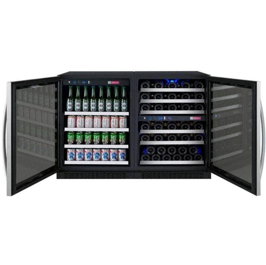 Allavino 47" Wide FlexCount II Tru-Vino 56 Bottle/124 Can Stainless Steel Side-by-Side Wine Refrigerator/Beverage Center (3Z-VSWB24-3S20)