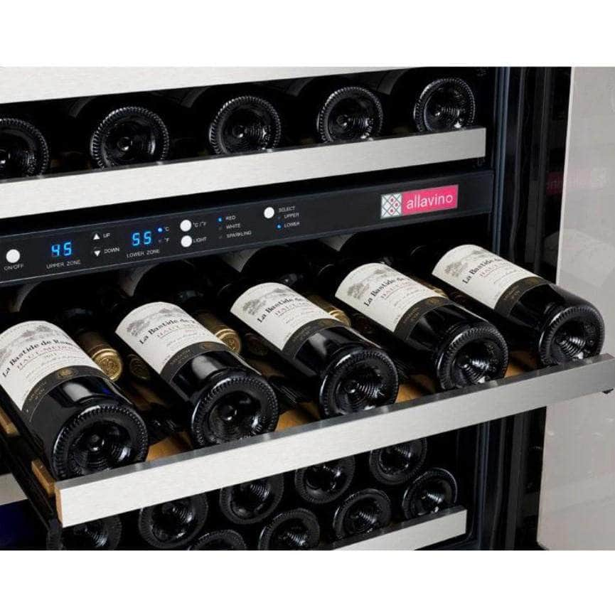 Allavino 47" Wide FlexCount II Tru-Vino 56 Bottle/124 Can Stainless Steel Side-by-Side Wine Refrigerator/Beverage Center (3Z-VSWB24-3S20)