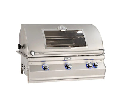 Fire Magic Aurora A790i 36" Propane Gas Built-In Grill w/ 1 Sear Burner, Backburner, Rotisserie Kit, Magic View Window and Analog Thermometer - A790I-8LAP-W