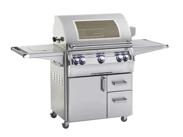 Fire Magic Grills Echelon Diamond E660s 30" A Series Freestanding Gas Grill With Rotisserie, Single Side Burner. Analog Thermometer & Magic View Window, Natural Gas - E660S-8EAN-62-W