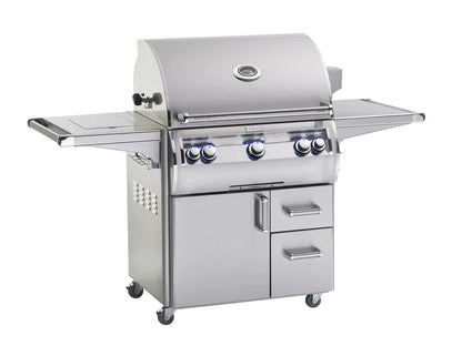 Fire Magic Echelon Diamond E660s 30" Natural Gas Freestanding Grill w/ Flush Mounted Single Side Burner, Backburner, Rotisserie Kit, 1 Sear Burner and Analog Thermometer - E660S-8LAN-62