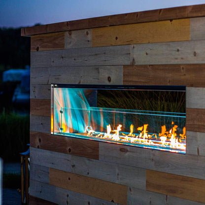 Firegear Kalea Bay 60 Fireplace with LED Lights and Fire glass - OFP-60LECO-NLED