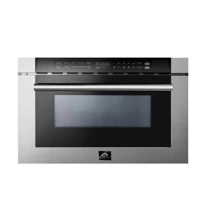 Forno 5-Piece Pro Appliance Package - 48-Inch Gas Range, 56-Inch Pro-Style Refrigerator, Wall Mount Hood, Microwave Drawer, & 3-Rack Dishwasher in Stainless Steel