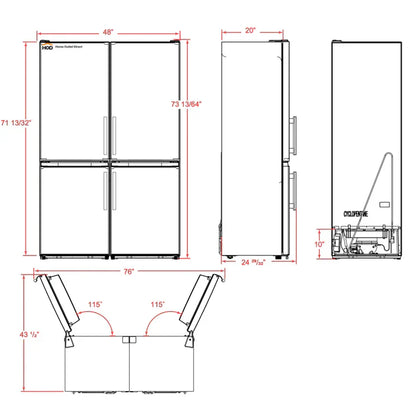 FORNO Guardia 46.8-Inch 21.6 cu.ft. Side-by-Side Bottom Freezer Refrigerator in Stainless Steel - FFFFD1778-48S